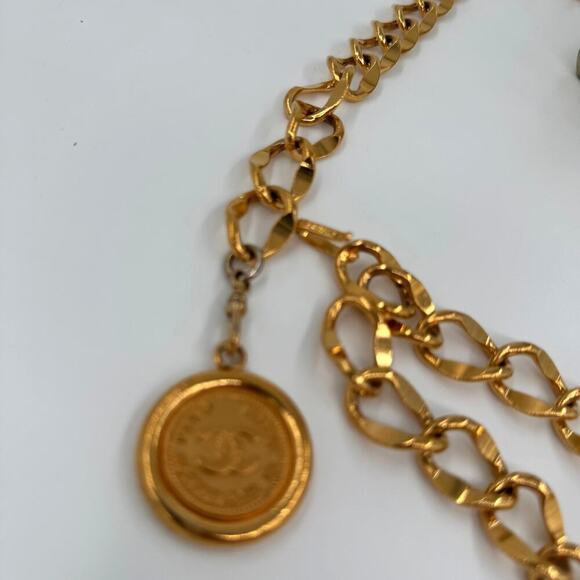 Chanel Vintage Double Strand Belt 36" with CC Medallion CoA Authentic - Picture 2 of 5